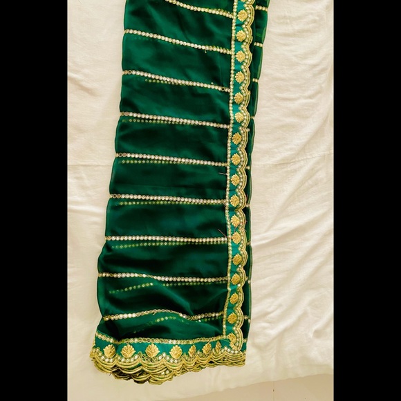 Bottle Green Saree